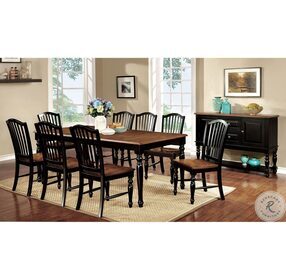 Mayville Black And Antique Oak Rectangular Extendable Leg Dining Room Set