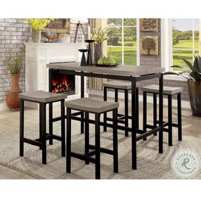 Vilvoorde Natural Tone and Black Counter Height Dining Table Set
