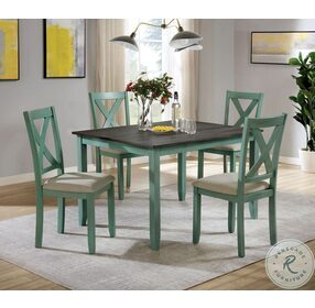 Anya Distressed Teal And Gray 5 Piece Dining Table Set