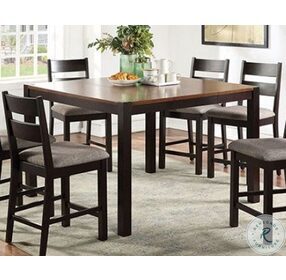 Valdor Dark Oak And Espresso Extendable Counter Height Dining Table