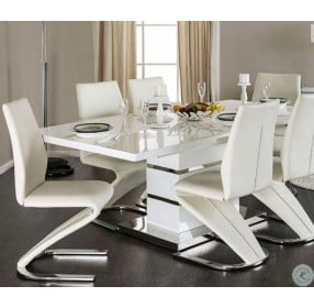 Midvale White and Chrome Extendable Rectangular Dining Table