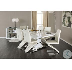 Midvale White And Chrome Extendable Rectangular Dining Room Set