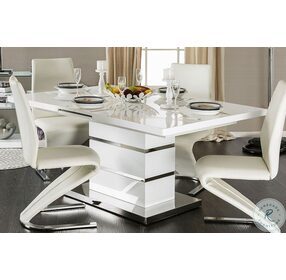 Midvale White And Chrome Extendable Rectangular Dining Table