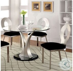 Valo Satin Plated Round Pedestal Dining Table