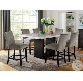Kian White and Black Counter Height Dining Room Set