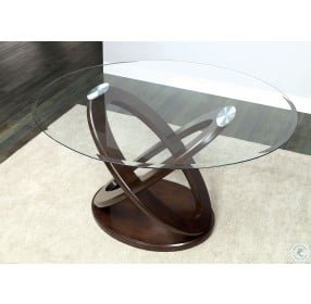 Atenna II Dark Walnut Glass Pedestal Counter Height Dining Table
