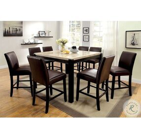 Gladstone Gray Marble And Dark Walnut Counter Height Dining Room Set