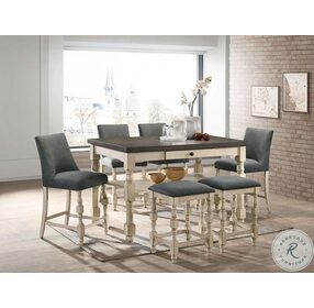 Plymouth Ivory And Dark Gray Counter Height Dining Room Set