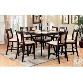 Brent Square Marble Top Insert Counter Height Pedestal Dining Room Set