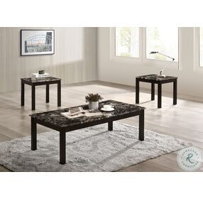 Cecere Black Faux Marble Top 3 Piece Occasional Table Set