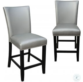 Camila Silver Leatherette Counter Height Stool Set Of 2