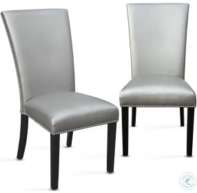 Camila Silver Leatherette Side Chair Set Of 2