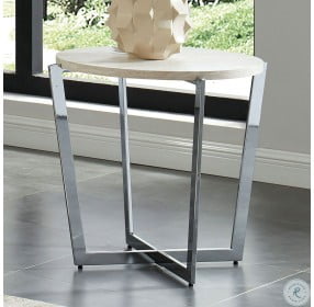 Madisyn White and Chrome End Table