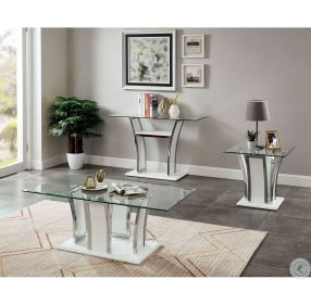 Staten Glossy White and Chrome Occasional Table Set