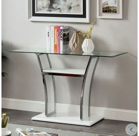 Staten Glossy White and Chrome Sofa Table