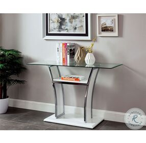 Staten Glossy White And Chrome Sofa Table