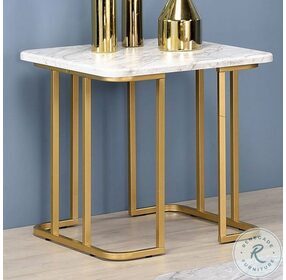 Calista Gold And White End Table