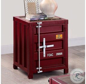 Dicargo Red and Distressed Dark Oak End Table
