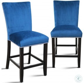 Camila Blue Velvet Counter Height Chair Set Of 2