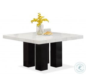 Camila White Marble And Ebony Square Dining Table