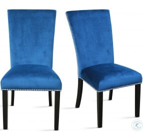 Camila Blue Velvet Side Chair Set Of 2
