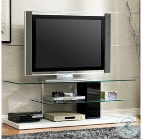 Neapoli Black And White 63" Glass Top TV Stand