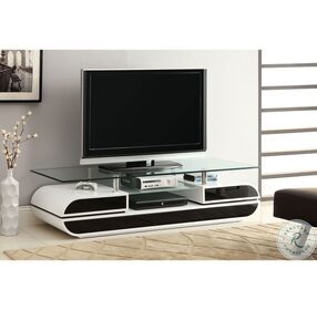 Evos Black And White 63" Glass Top TV Console