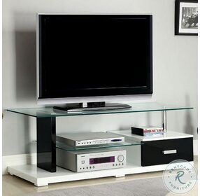 Egaleo Black And White 55" Glass Top TV Console