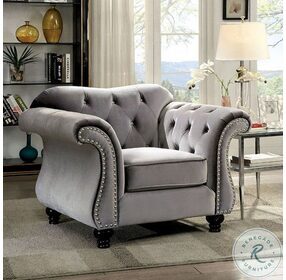 Jolanda Grey Flannelette Fabric Chair