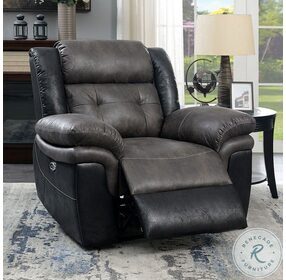 Brookdale Gray And Black Power Recliner