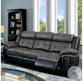 Brookdale Gray And Black Power Reclining Sofa