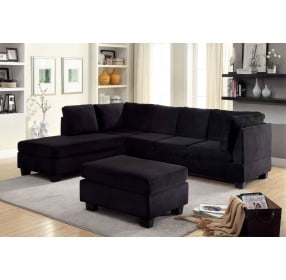 Lomma Black Flannelette Fabric With Ottoman LAF Sectional