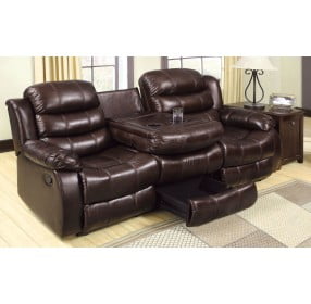 Berkshire Rustic Brown Reclining Sofa with Center Console