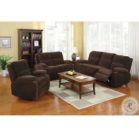 Haven Dark Brown Flannelette Reclining Living Room Set
