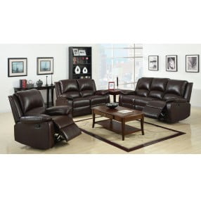 Oxford Rustic Dark Brown Leatherette Reclining Living Room Set