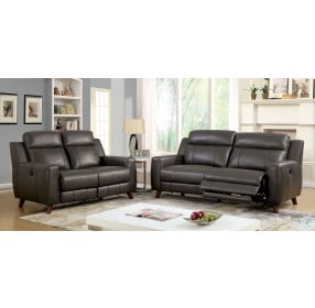 Rosalynn Gray Leather Reclining Living Room Set