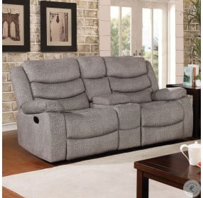 Castleford Light Gray Reclining Loveseat with Console