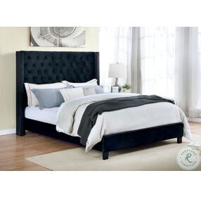 Ryleigh Black California King Upholstered Panel Bed