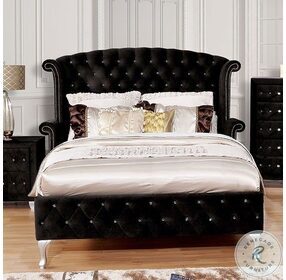 Alzire Black Queen Upholstered Panel Bed