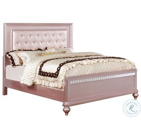 Ariston Rose Gold Queen Upholstered Panel Bed