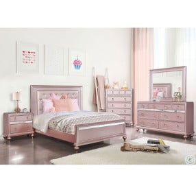 Ariston Rose Gold Youth Upholstered Panel Bedroom Set