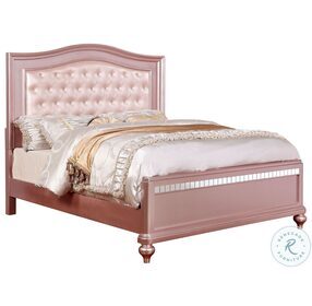 Ariston Rose Gold Arch Queen Upholstered Panel Bed