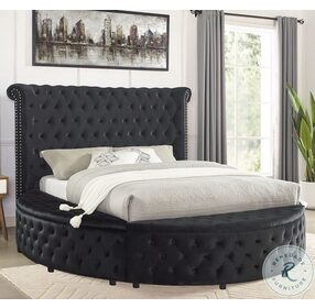 Delilah Black Queen Upholstered Storage Panel Bed