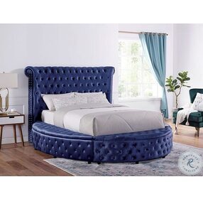 Delilah Blue California King Upholstered Storage Panel Bed