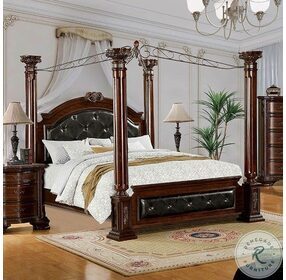 Mandalay Brown Cherry Queen Poster Canopy Bed