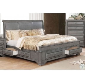 Brandt Gray Cal. King Storage Sleigh Bed