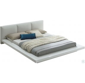 Christie High Gloss White King Upholstered Platform Bed
