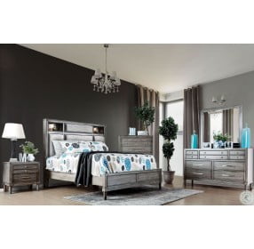Daphne Gray Upholstered Platform Bedroom Set