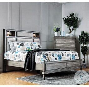 Daphne Gray Queen Upholstered Panel Bed