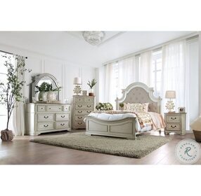 Pembroke Antique Whitewash Upholstered Panel Bedroom Set